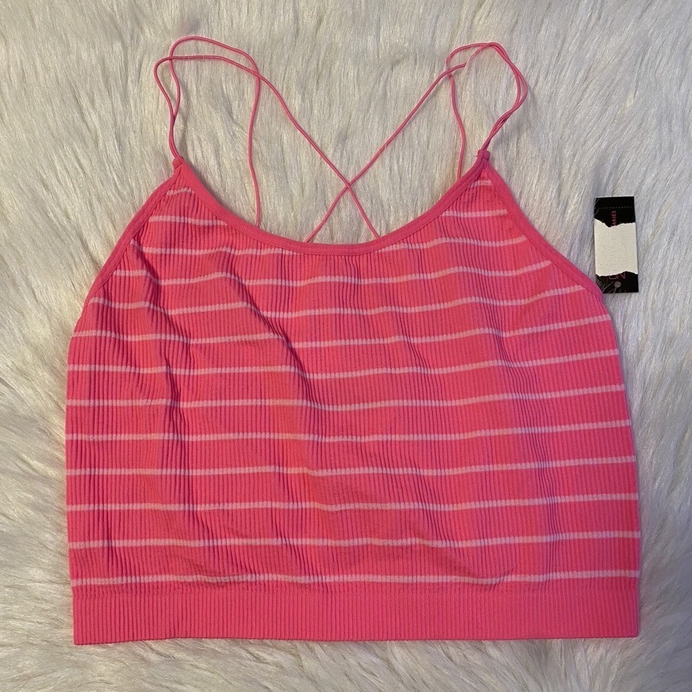 No Boundaries Wireless Unlined Bra Womens Size XL Pink Wireless Strappy Cami